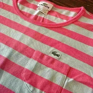 Vintage‎ stripped Lacoste long-sleeve shirt Blue and pink Size 40 best fit M/L